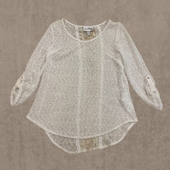 Joseph Ribkoff Sheer Knit Sweater Top, 8 | White Mesh, Lace Bridal, Cottagecore - Picture 1 of 8